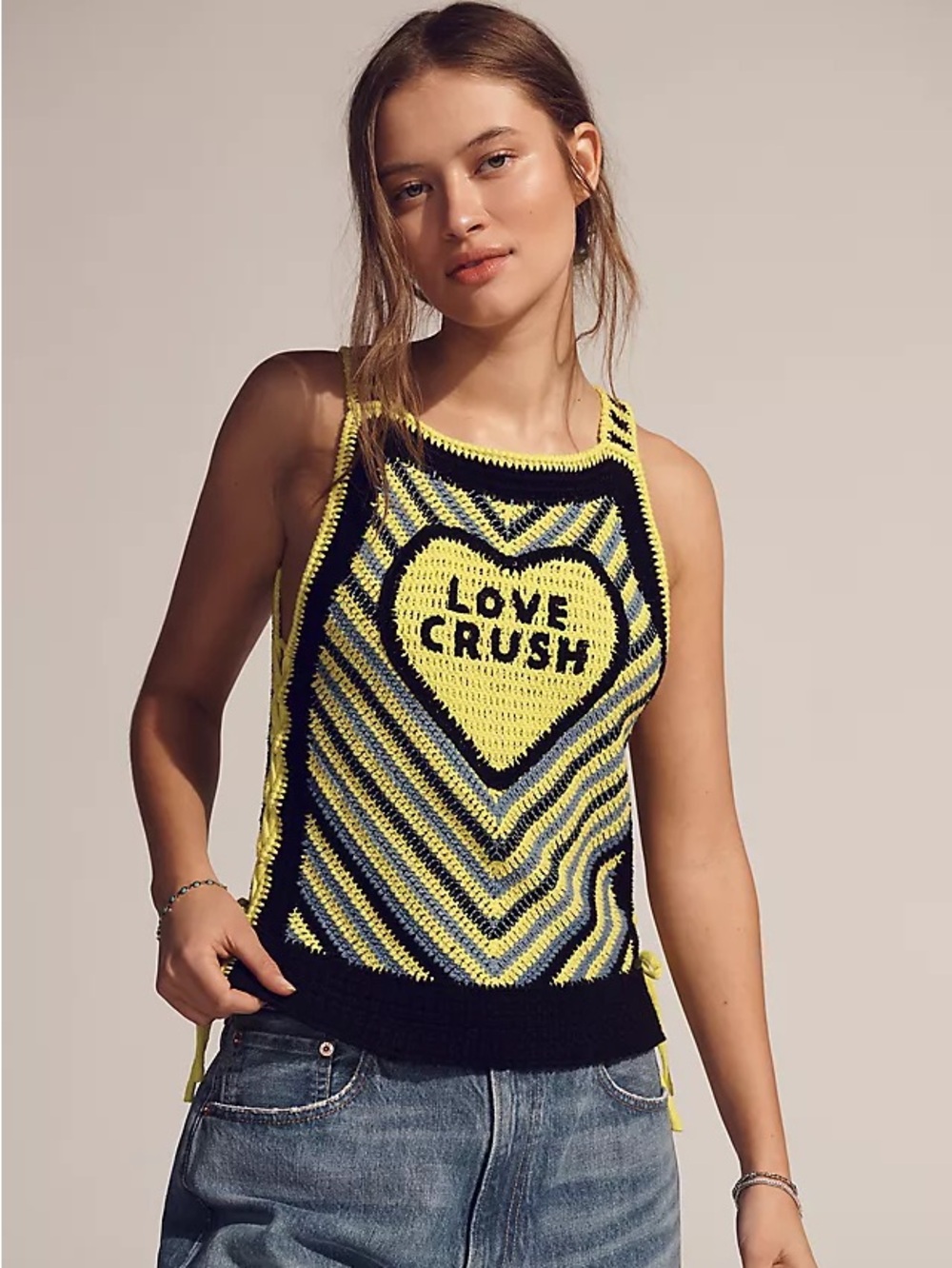 ANTHROPOLOGIE Scotch & Soda Crochet Love Crush Icon Sweater Vest Tank Top